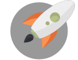 web design derby company icon showing rocket to help startup businesses